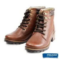 在飛比找momo購物網優惠-【PEGADA】巴西進口時尚個性真皮短靴 棕色(281401