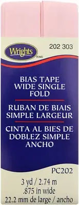 Wrights Single Fold Bias Tape .875"X3yd-Light Pink