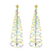 Solar Pathway Lights 2Pcs Solar Powered LED Christmas Tree Stake Light