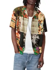 Allsaints Patche Printed Relaxed Fit Camp Shirt