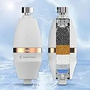 Shower Filter with Time Reminder, Shower Filter with Vitamin C for Hard Water, Limescale Filter Shower for Removing Chlorine and Heavy Metals, 2-in-1 Water Softener