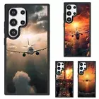 cockpit of plane sunset Hard Black Case For Samsung A15 A16 S23 S24 S25 Ultra FE