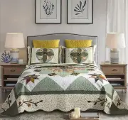 Patchwork Bedspread Quilt Set Oversized King (Touch Floor Size) - Reversible ...