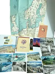 Swiss Ephemera map Nordic Chalet Postcard Pencil Davos Moritz Scandinavia vtg