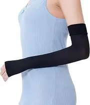 fukuske(福助) Fukusuke Stockings, Satisfaction, Cooling, Anti-Bacterial, Odor-Resistant, Heat Shield, UV Absorption, 95% UV Shielding Rate, Plain, Arm Cover, 1 Piece Set, SCY Zokki Fukusuke Women's Black, Black,