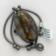 New Native American Boulder Ribbon Turquoise Sterling Silver Ring, Size 6