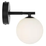 Felton Modern Wall Lights Black Metal Opal White Glass Lighting Telbix