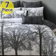Bianca Buck Deer Stag Grey SUPER KING Bed Bed Quilt Cover Set. 7 Piece