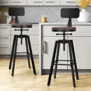 2x ALFORDSON Bar Stools Industrial Backrest Black