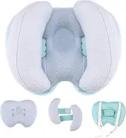 Blublu Park Upgraded 2 in 1 Baby Travel Pillow, Adjustable Banana Shape Baby Neck Head Support Piloow Stroller Insert Cushion for Kids, Toddler, Blue