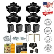 Stylish Black Silver Hammered Pergola Brackets - Durable 4x4 Post Support System