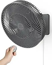 12" Wall-Mounted Oscillating Fan with Remote & Timer, Compact Bedroom/RV Fan - 4 Speeds, Quiet 90°Rotation, Adjustable Tilt, 8.2 ft Cord for Bathroom & Home Cooling, Include Adapter, Easy to Clean