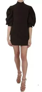 Dolce&Gabbana Women Brown Dress Cotton Blend Zip Shift Mini Bodycon Size IT 40 S