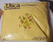 VINTAGE UTICA BY J. P. Stevens No Iron Percale BEDSHEET TWIN YELLOW FLORAL #4