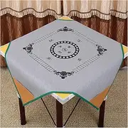 Mahjong Mat Card Table Cloth, Embroidery Mahjong Table Cover Square Household Mahjong Cloth with Pocket Large Thickened Silencer Mahjong Mat, Table Top Mat Universal(Gray,120 * 120cm)