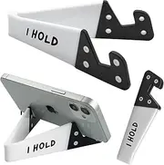Portable Phone Stand Holder, Foldable Desktop Mobile Support, White and Black, Adjustable Viewing Angle