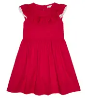 [Il Gufo] Il Gufo Ruffle-trimmed cotton-blend dress Y 6 red