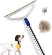12”Wide Large Metal Carpet Rake Pet Hair Removal Broom, 54" Thicker Handle Low Pile Carpet Brush, Dog Cat Pet Hair Remover, Rug Couch Stair Scraper
