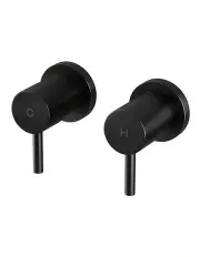 [Cefito] Basin Wall Round Brass Faucet Shower Bathtub Twin Tap in Black