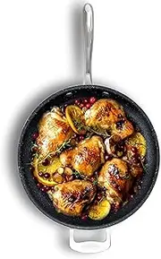Granitestone 14 Inch Large Nonstick Frying Pan Nonstick Pan for Cooking with Diamond Triple Coated Surface, Family Sized Nonstick Frying Pan Skillet with Stay Cool/Helper Handle, Oven/Dishwasher Safe