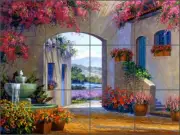 Southwest Tile Backsplash Mikki Senkarik Floral Art Ceramic Mural MSA033