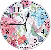 KEEPSUPER Clock Hummingbirds Wall Clock 10 Inch Silent Non-Ticking Clocks Battery Operated for Home Living Laundry Room Kitchen Bedroom Office