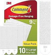 Command Picture Hanging Strips, White, X-Large, 10 Pairs (20 Strips) - for Pictures, Frames, Mirrors, Wall Decor - Damage Free Hanging