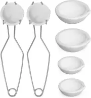 -8 Pcs Crucibles for Melting Metal Kit, 4 Ceramic Quartz Crucibles