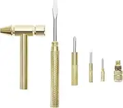 VGOL 6 in 1 Mini Multifunctional Copper Hammer Screwdriver Tool Metal Repair Tool Hammer Kit Used for Repairing Mobile Phones Laptops Watches Golden