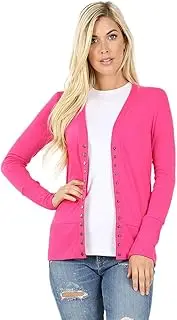[Sportoli] Cardigans Women Long Sleeve Cardigan Knit Snap Button Sweater Regular & Plus