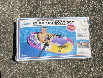 1999 Intex “The Wet Set” Inflatable Boat Set Club 100 w/ Oars 62x40in NEW n BOX