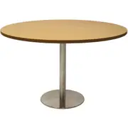 Rapidline Circular Meeting Table Stainless Steel Disc Base 1200mm Natural Oak Top