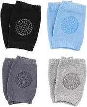 Winkwinky 4 Paar Baby-Knieschützer zum Krabbeln, rutschfeste elastische Baby-Knieschützer mit Gummipunkten für Jungen und Mädchen im Alter von 0–24 Monaten
