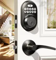 Veise Keyless Entry Door Lock with 2 Lever Handles - Electronic Keypad Deadbolt,