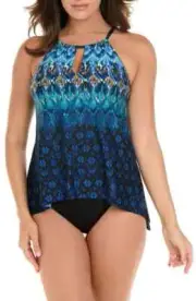 Miraclesuit Sunset Cay Teal Green Tankini Top Size 10 L16724