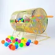 Lottery Bingo Ball Machine, Brass Raffle Ticket Spinning Cage with Strong Latch, Ensure Random Fairness and Smooth Ball Delivery, Holds 130-1200 Ping Pong Raffle Balls, for Company Party