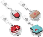 BCOATH 4Pcs Retractable Badge Holders with Card Holders for Nurses Security Employees Convenient Badge Reel Buckles for Easy Access to Ids and Keys