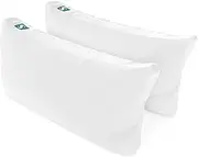 Sleepgram Bed Support King Size Hypoallergenic Cool Sleeping Loft Soft Pillows with Machine Washable Microfiber Covers, White (2 Pack)