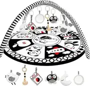 QUOKKA Floor Round Playmat for Babies - Super Soft Black&White Play Mat for Kids Toddlers & Infants - Extra Thick Large Padded Non-Slip Nursery Rug in Contrast Colors - Foldable Playroom Mat