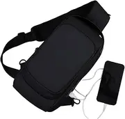 [Generic] Sling Bag - Stylish College Daypack | Large Capacity Sling Daypack for School Travel, Casual Chest Pack with USB Charging Port