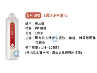 賀眾牌UF-593 1微米PP濾心(UF593) 適用UR5802-JW-1 UF-311T (10折)