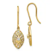 14k Yellow Gold Real Diamond Vintage Leverback Earrings