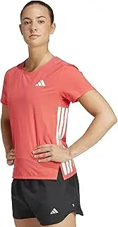 [adidas] JOM31 Women's Running Short Sleeve T-Shirt, Adizero, Running Short Sleeve, Semi-Acid Red (IX8992), 2L
