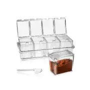 Faxco 4-Cell Clear Seasoning Rack Spice Box, Storage Container Condiment Jars...