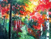 Original Oil Painting "The Colors of Autumn" One of a Kind 18"x24" Julia Lu
