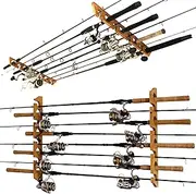 Rush Creek Creations | Ceiling Rod Holder for 8 Fishing Poles, Garage Organization and Wall Storage, for Reels, Gear, and Accessories (Horizontal Rack)