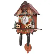 Antique Wooden Wall Clock Bird Time Bell Swing Alarm Watch Home Art2082