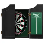 Dart Board Set SOLID WOOD BLACK Dart Board Cabinet and Bristle TX290 Dart Board