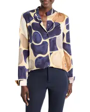 Nic+Zoe Pebble Print Button Front Top