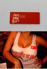 Hooters Uniform Blank Orange Name Tag Pin Back Dress Role Play Costume Accessory